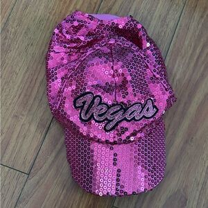 Vegas Hat for Women Rhinestone Bling Cap Pink Sequin Adjustable